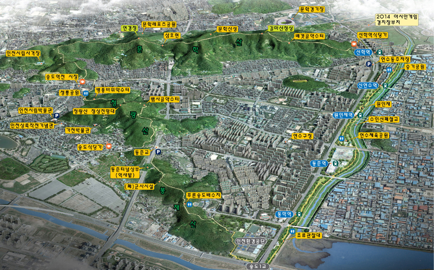 연수둘레길 지도, 총 17.54km로 승기천구간, 문학산 구간, 청량산/봉재산 구간 등 총 3개 구간으로 이루어져 있습니다. 자세한 정보는 하단의 종합정보를 참고하세요.