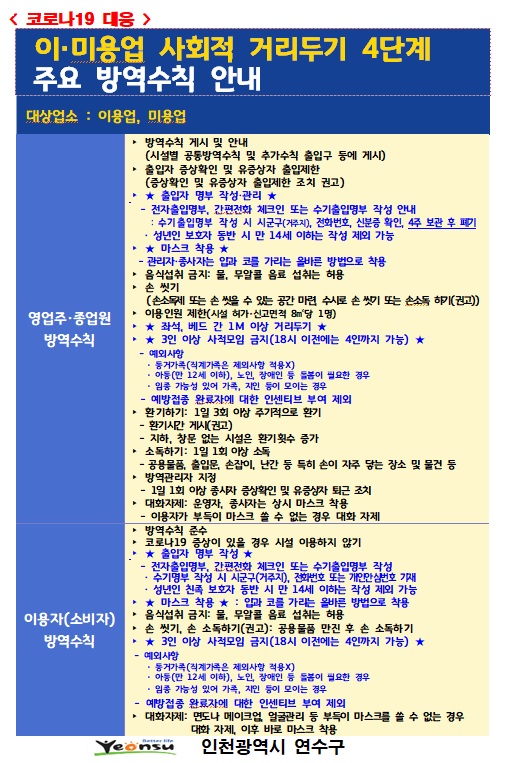 이미용업, 목욕장업 4단계 거리두기 연장 안내(8.23.~9.5.)의 2번째 이미지