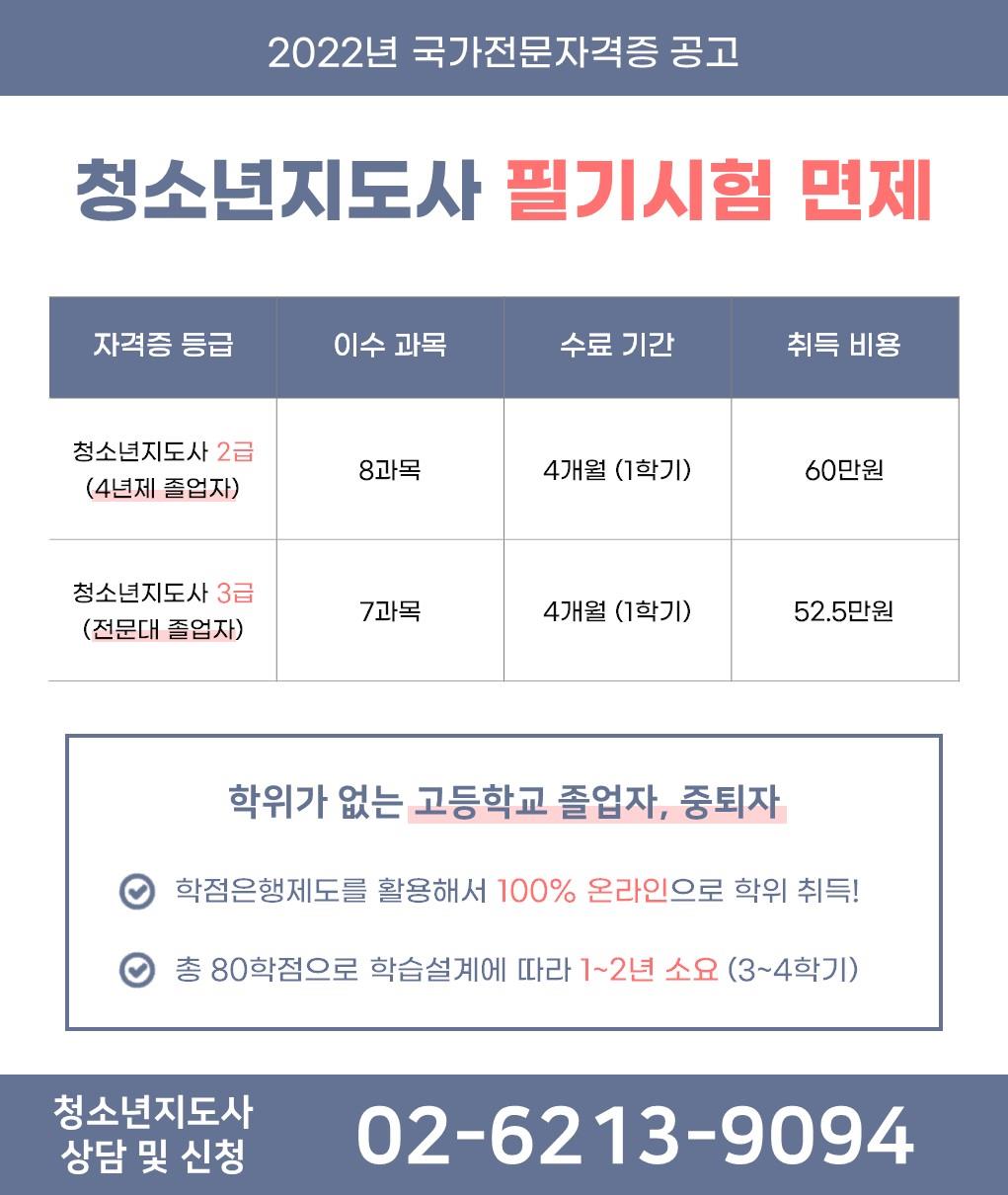 【4개월 과정】청소년지도사2.3급 시험 면제받고 국가자격증 취득! 이번이 마지막 (비용은 60만원 소요)의 1번째 이미지